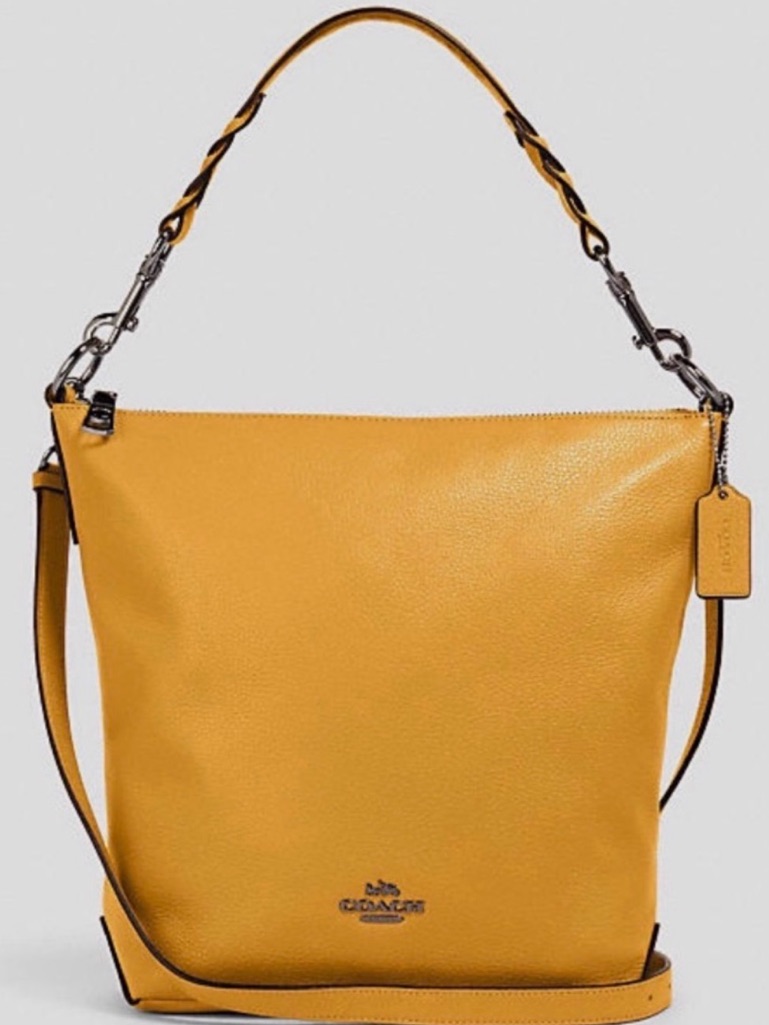 Coach 31507 Abby Duffle Yellow Pebble Leather Shoulder Bag Euc